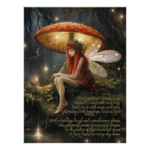 Faerie Under Mushroom In The Rain