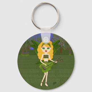 Faerie with Green Leaf Wings and Guitar Key Ring