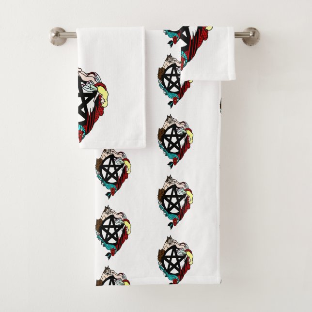 Faeries And Pentacle Bathroom Towel Set (Insitu)