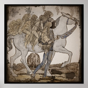 Faeries on White Horse Poster