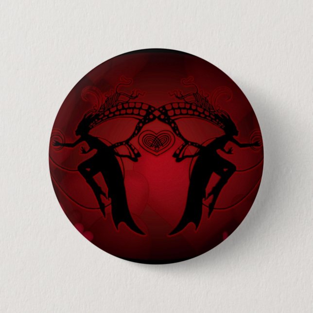 Faery Hearts Red 6 Cm Round Badge (Front)