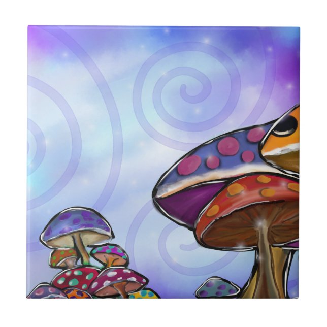 Faery Mushroom Art Ceramic Tile (Front)