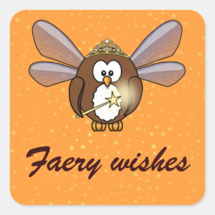 faery owl square sticker