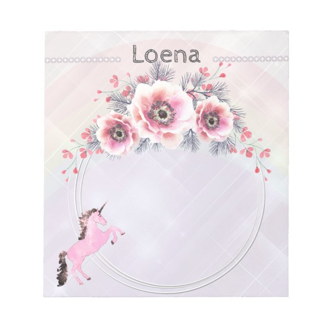 Faetastic unicorn pink personalise notepad (Front)