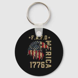 Fafo 1776 merica bald eagle american flag vintage key ring