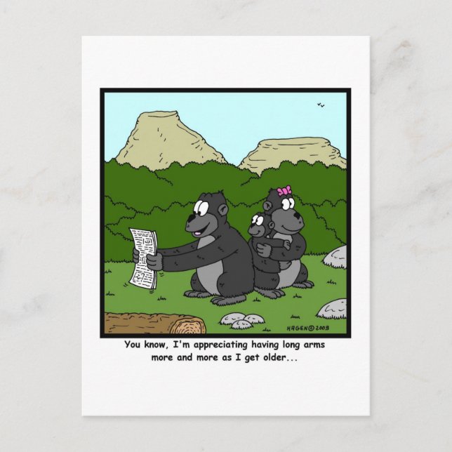 Failing Eyesight: Gorilla Cartoon Postcard (Front)