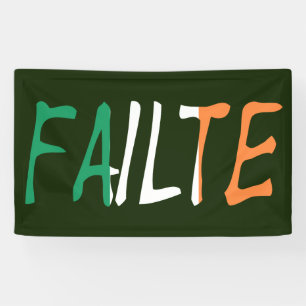 Failte overlaid on Irish Flag bnrcnt Banner