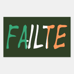 Failte overlaid on Irish Flag stkcnt Rectangular Sticker