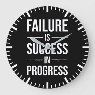Failure Is Success In Progress - Hustle Motivation Large Clock