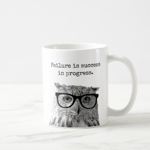 Failure is success in progress motivational quote coffee mug