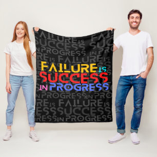 Failure Is Success In Progress Motivational Quote Fleece Blanket