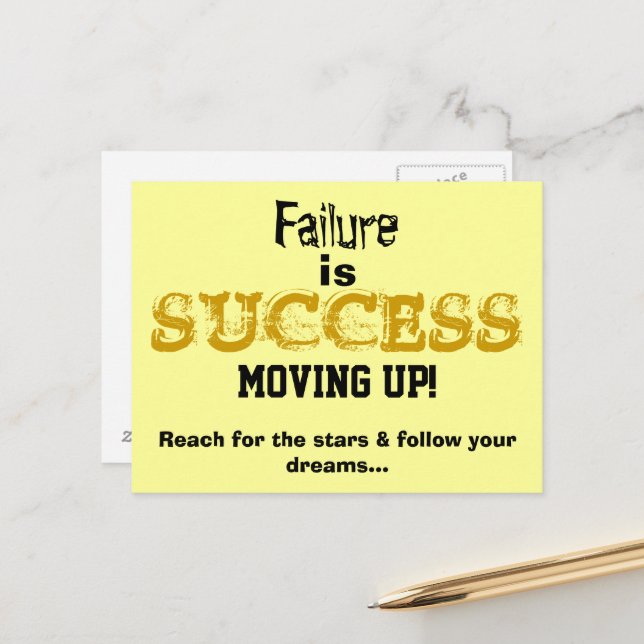 Failure is Success Moving Up Motivational Quote Announcement Postcard (Front/Back In Situ)