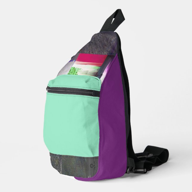 Failure to Load Dark Glitch Art Abstract Grid Sling Bag (Right Corner)