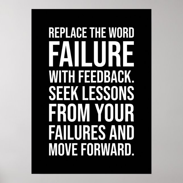 Failure vs Feedback - Gym, Hustle, Success Mindset Poster (Front)