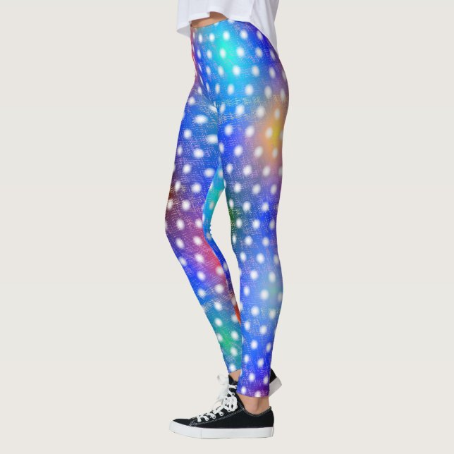 Faint border circles on coloured background  leggings (Left)