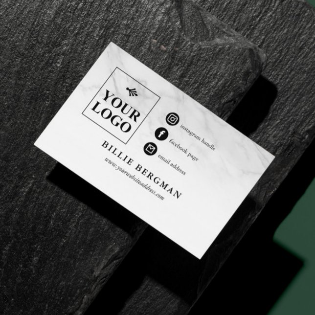 Faint Marble Social Media Icons Your Logo Business Card (Creator Uploaded)