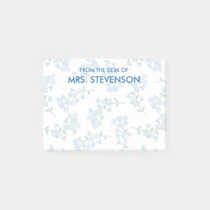 Faint Pretty Forget Me Not Floral Pattern Add Name Post-it Notes