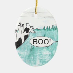Fainting Goat Halloween Ceramic Ornament