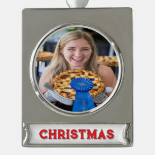 Fair Baking Contest Photo Customize Silver Plated Banner Ornament