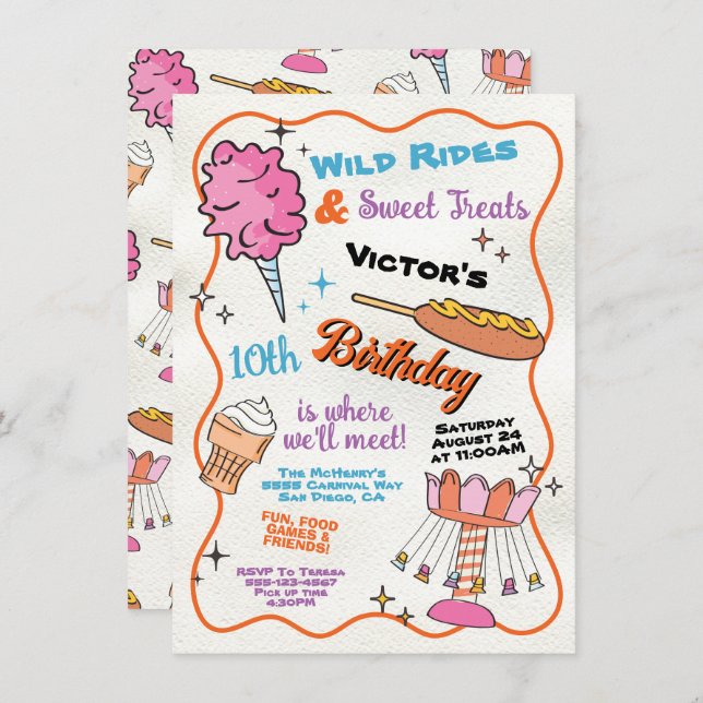 Fair Carnival Amusement park Circus Birthday Invitation (Front/Back)