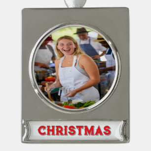 Fair Cook Off Photo Customize Silver Plated Banner Ornament
