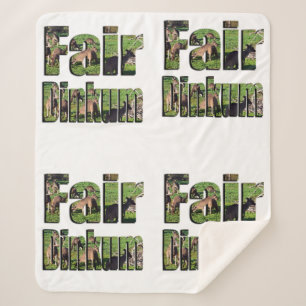 Fair Dinkum Aussie Slang Word With Kangaroos, Sherpa Blanket