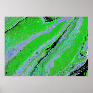 Fair Game 3 Green Lilac Striped Abstract Poster 