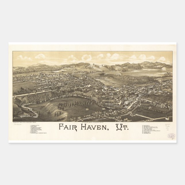 Fair Haven Vermont (1886) Rectangular Sticker (Front)