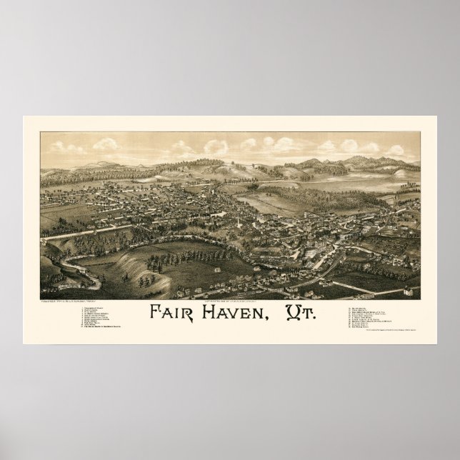Fair Haven, VT Panoramic Map - 1886 Poster (Front)
