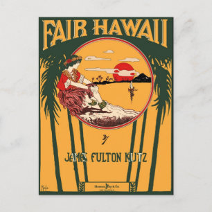 Fair Hawaii Vintage Sheet Music Cover Postcard