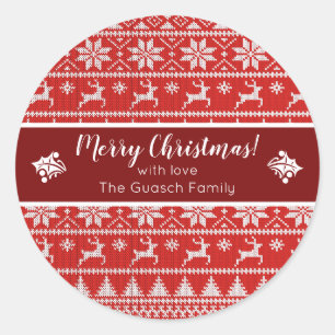 Fair Isle Christmas Classic Round Sticker