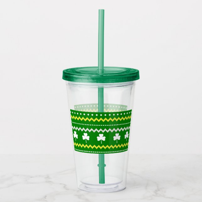 Fair Isle Clover Acrylic Tumbler (Front)