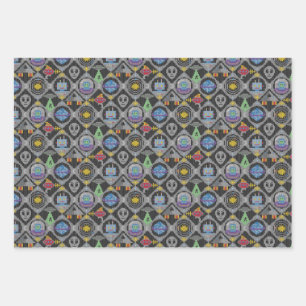 Fair Isle Cute Alien Knitted Sweater Pattern Wrapping Paper Sheet