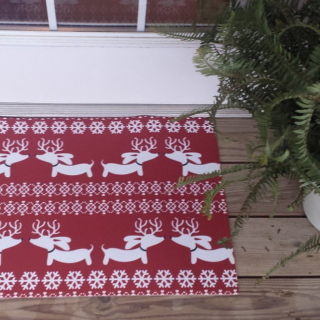 Fair Isle Dachshund Christmas Doormat Wiener Dog (Creator Uploaded)