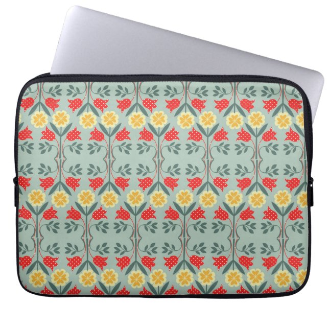 Fair isle fairisle floral retro hipster pattern laptop sleeve (Front)