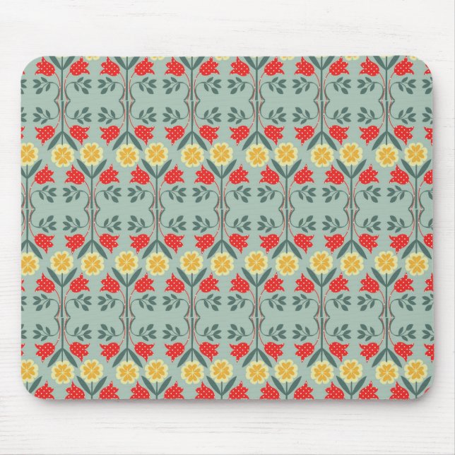 Fair isle fairisle floral retro hipster pattern mouse pad (Front)