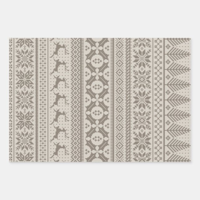 Fair Isle Knit Sweater Wrapping Paper Sheet (Front)