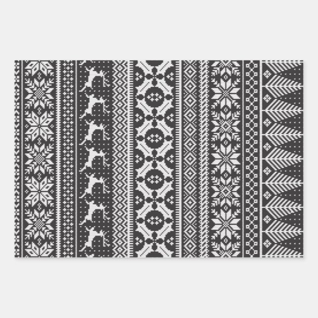 Fair Isle Knit Sweater Wrapping Paper Sheet (Front)