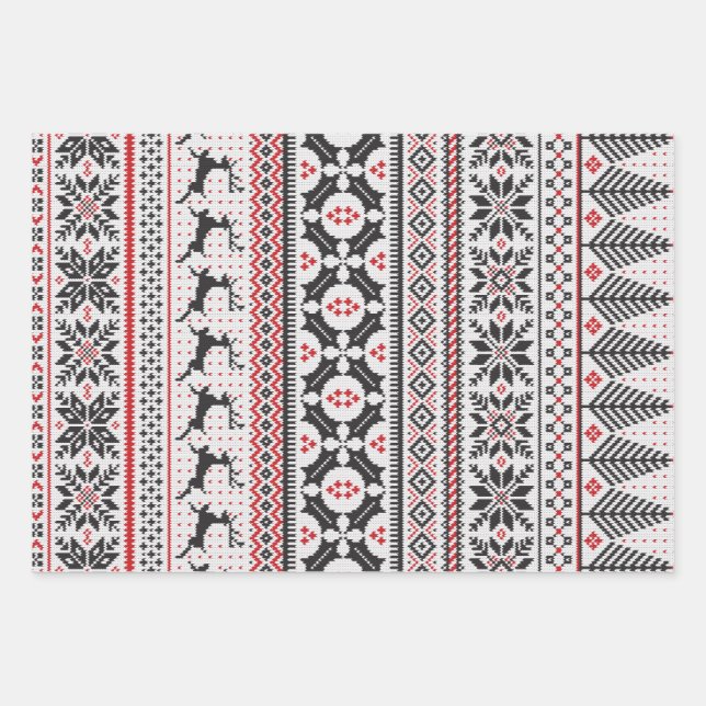 Fair Isle Knit Sweater Wrapping Paper Sheet (Front)