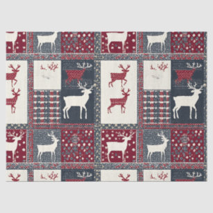 Fair Isle Knitted Patchwork Rustic Reindeer (2) Tissue Paper