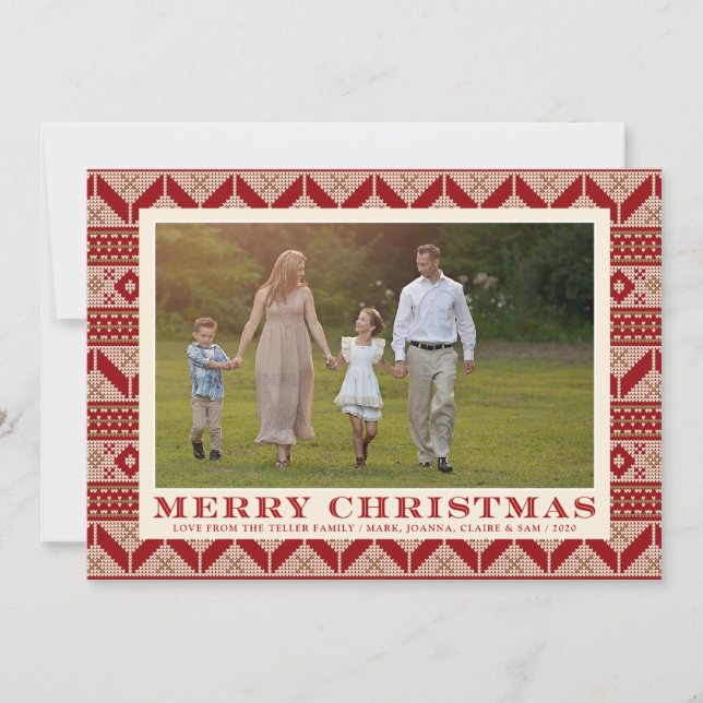 Fair Isle Knitted Sweater Pattern Christmas Card (Front)
