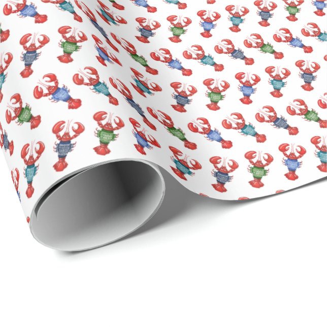 Fair Isle Lobsters Wrapping Paper (Roll Corner)