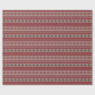 Fair Isle Red Cream Christmas Knit Wrapping Paper
