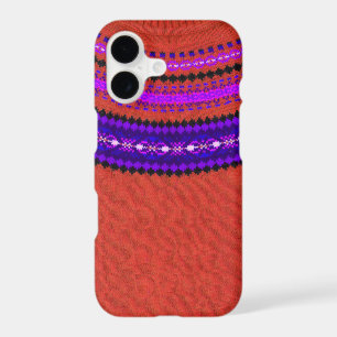 Fair Isle Smart phone case - Red and Violet