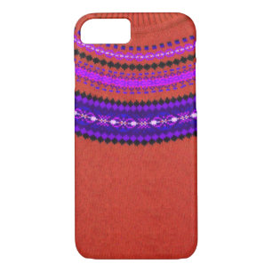 Fair Isle Smart phone case - Red and Violet