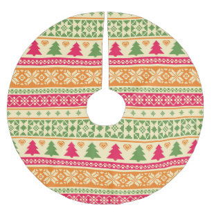 Fair Isle Style Christmas Seamless Brushed Polyester Tree Skirt