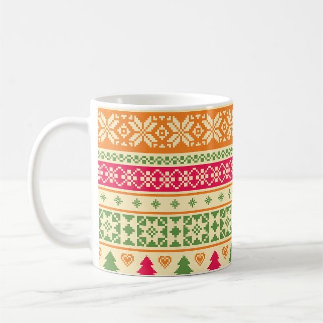 Fair Isle Style Christmas Seamless Coffee Mug (Left)