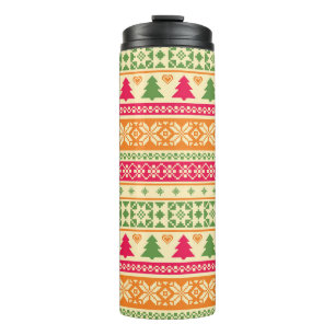 Fair Isle Style Christmas Seamless Thermal Tumbler