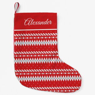 Fair Isle Winter Pattern Red Small Christmas Stocking