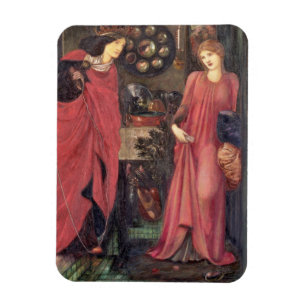 Fair Rosamund and Queen Eleanor (mixed media on pa Magnet